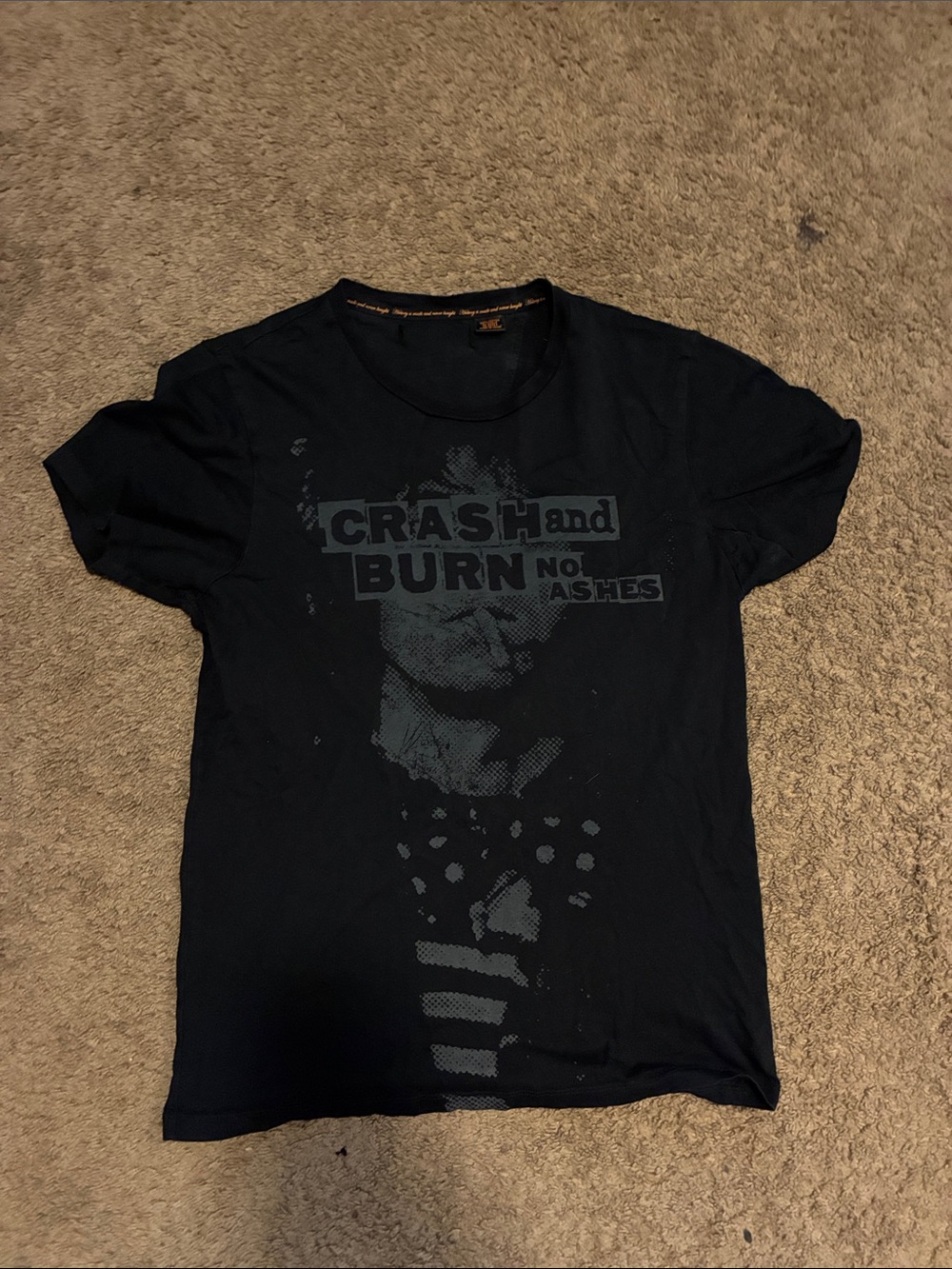 Y2k Affliction Black Graphic Tee with Subtle Grey Print